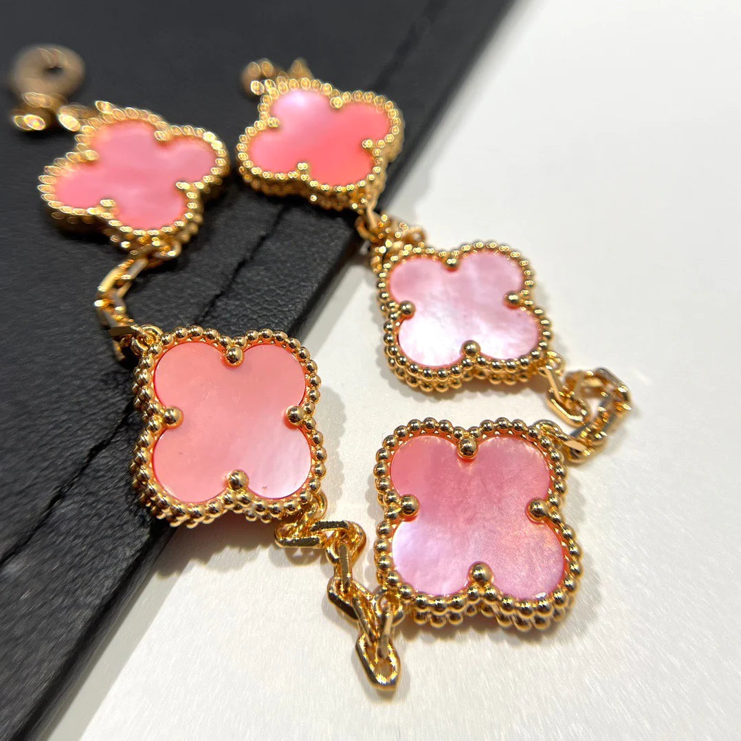 [baslovejewels]CLOVER 5 PINK MOP BRACELET