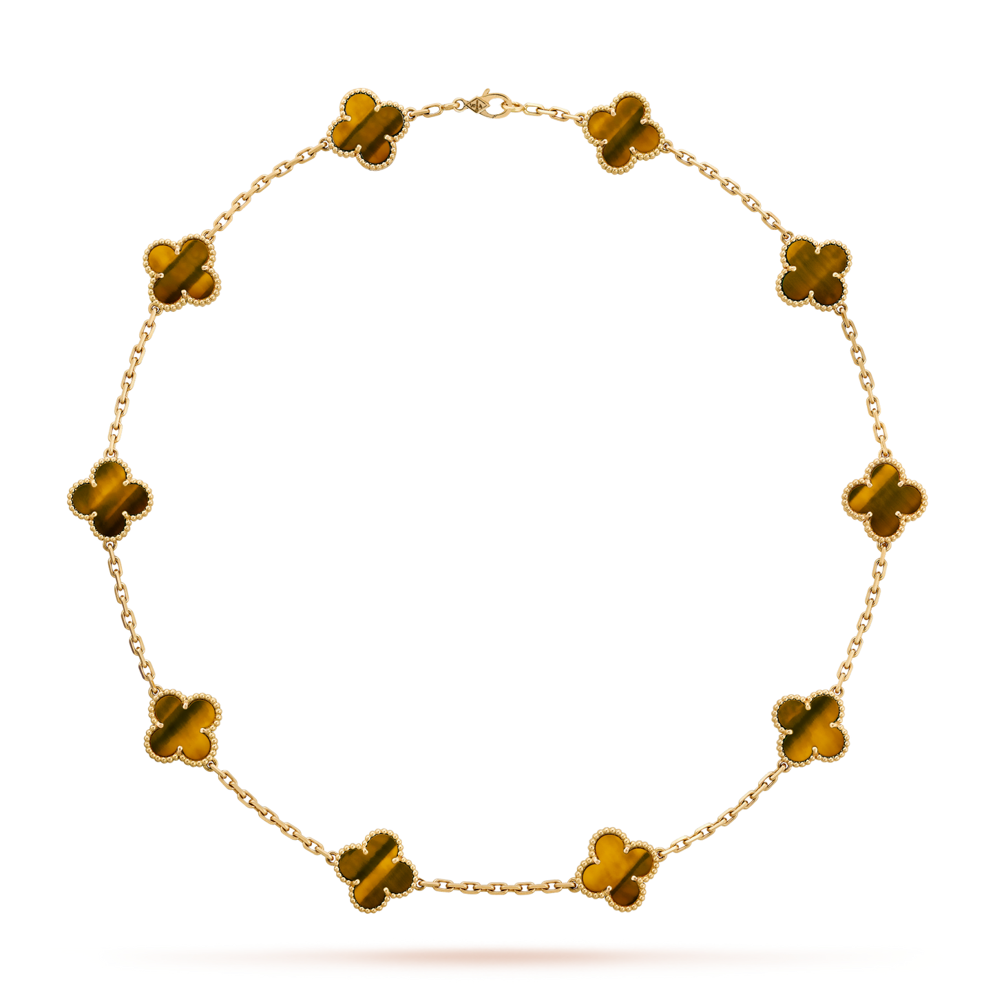 [baslovejewels]CLOVER 10 MOTIFS TIGER EYE NECKLACE