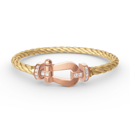 [baslovejewels]FORCE LARGE HORSESHOE HALF DIAMOND BRACELET ROSE GOLD
