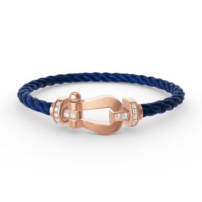 [baslovejewels]FORCE LARGE HORSESHOE HALF DIAMOND BRACELET ROSE GOLD
