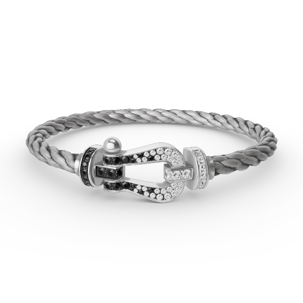 [baslovejewels]FORCE LARGE HORSESHOE BLACK WHITE DIAMOND BRACELET SILVER