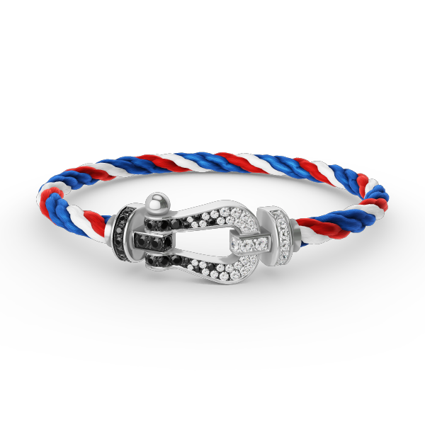 [baslovejewels]FORCE LARGE HORSESHOE BLACK WHITE DIAMOND BRACELET SILVER