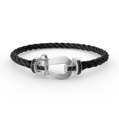[baslovejewels]FORCE LARGE HORSESHOE BLACK DIAMOND BRACELET SILVER