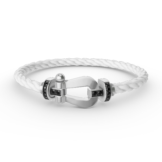 [baslovejewels]FORCE LARGE HORSESHOE BLACK DIAMOND BRACELET SILVER
