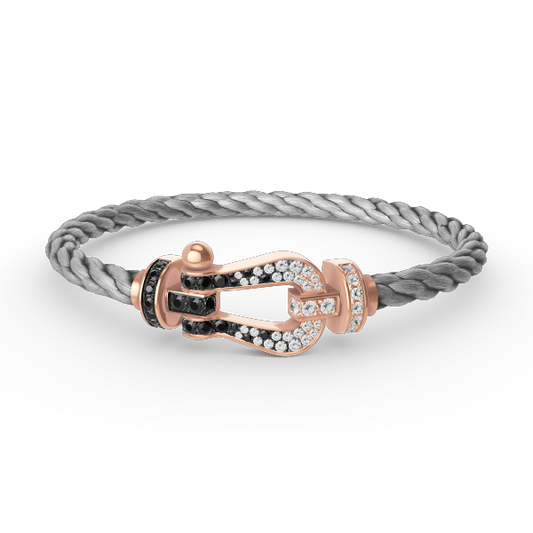 [baslovejewels]FORCE LARGE HORSESHOE BLACK WHITE DIAMOND BRACELET ROSE GOLD