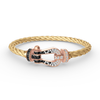 [baslovejewels]FORCE LARGE HORSESHOE BLACK WHITE DIAMOND BRACELET ROSE GOLD