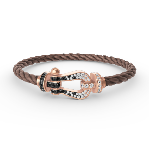 [baslovejewels]FORCE LARGE HORSESHOE BLACK WHITE DIAMOND BRACELET ROSE GOLD