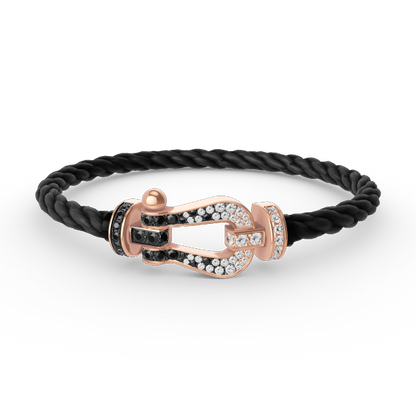 [baslovejewels]FORCE LARGE HORSESHOE BLACK WHITE DIAMOND BRACELET ROSE GOLD