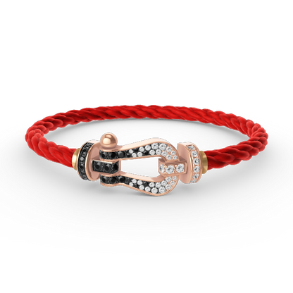 [baslovejewels]FORCE LARGE HORSESHOE BLACK WHITE DIAMOND BRACELET ROSE GOLD