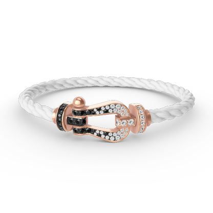 [baslovejewels]FORCE LARGE HORSESHOE BLACK WHITE DIAMOND BRACELET ROSE GOLD