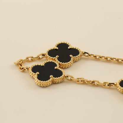[baslovejewels]CLOVER  5 MOTIFS BLACK ONYX BRACELET