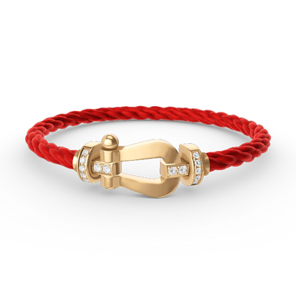 [baslovejewels]FORCE LARGE HORSESHOE HALF DIAMOND BRACELET GOLD