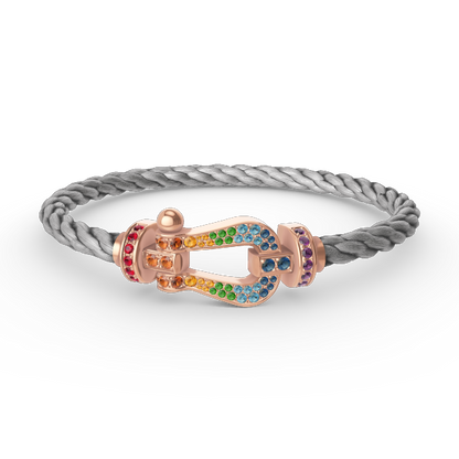 [baslovejewels]FORCE LARGE HORSESHOE  COLORED DIAMOND BRACELET ROSE GOLD