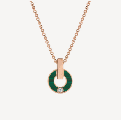 [baslovejewels]GARI NECKLACE PINK GOLD MALACHITE