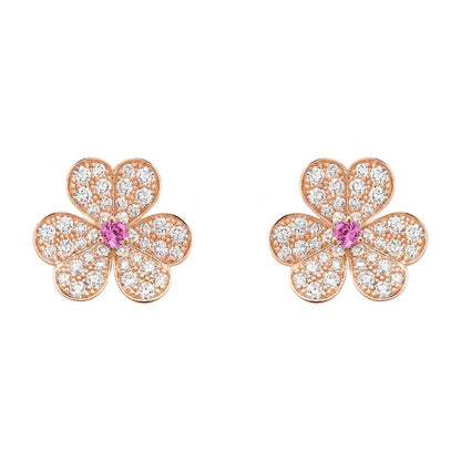 [basloveJW]FRIVOLE PINK GOLD FLOWER DIAMOND EARRINGS