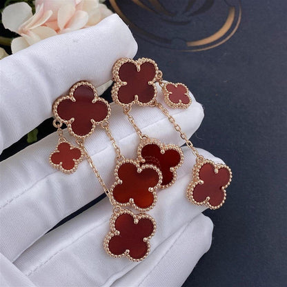 [basloveJW]CLOVER EARRINGS CARNELIAN 4 MOTIFS PINK GOLD