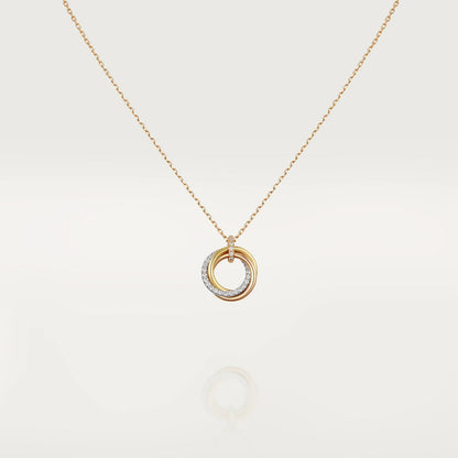 [baslovejewels]TRINITY NECKLACE SILVER GOLD PINK GOLD DIAMONDS