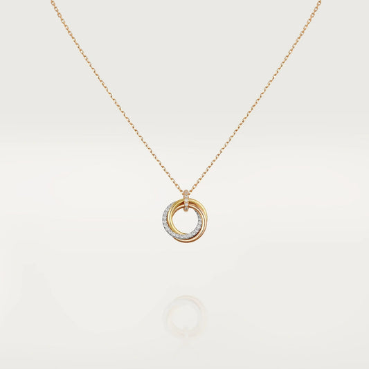[baslovejewels]TRINITY NECKLACE SILVER GOLD PINK GOLD DIAMONDS