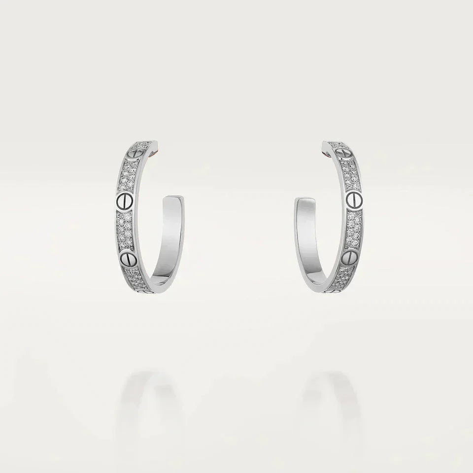 [baslovejewels]LOVE DIAMOND SILVER HOOP EARRINGS