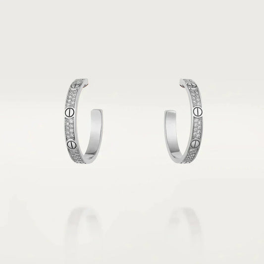 [baslovejewels]LOVE DIAMOND SILVER HOOP EARRINGS