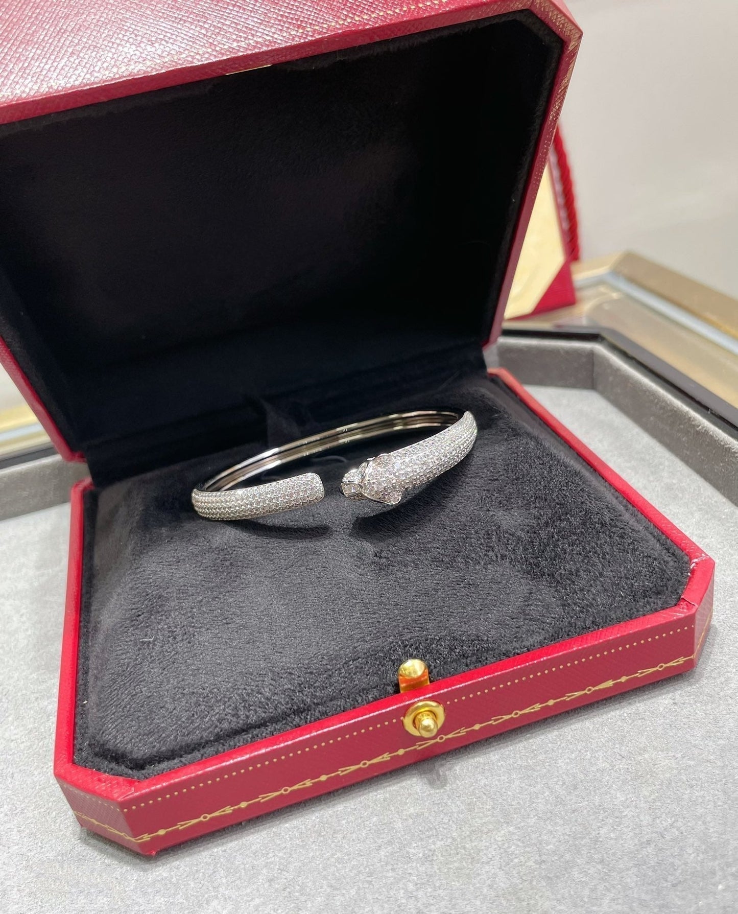 [baslovejewels]PANTHERE FULL DIAMOND OPEN BRACELET