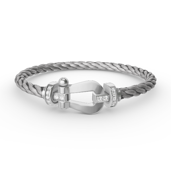[baslovejewels]FORCE LARGE HORSESHOE HALF DIAMOND BRACELET SILVER