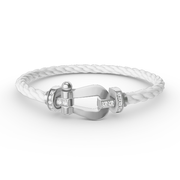 [baslovejewels]FORCE LARGE HORSESHOE HALF DIAMOND BRACELET SILVER