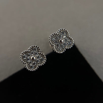 [basloveJW]CLOVER MINI DIAMOND STUD EARRINGS