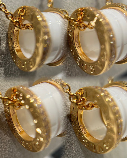 [baslovejewels]ZERO 1 WHITE CERAMIC DIAMOND PINK GOLD NECKLACE